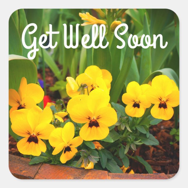 Get Well Soon Yellow Pansy #1 Stickers (Front)