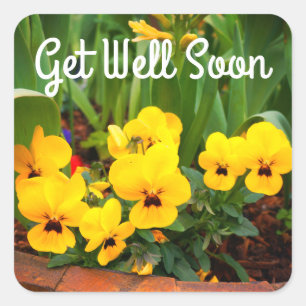 Get Well Soon Yellow Pansy #1 Stickers