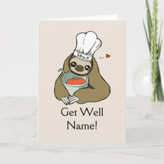Get Well Soup Sloth Card Personalised Template