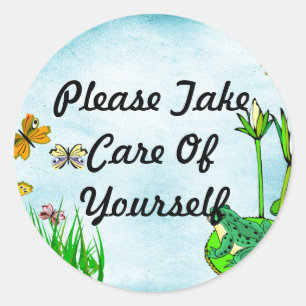 Get Well Water Pond, Butterflies, Frogs Classic Round Sticker