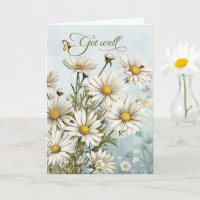 Get Well White Daisy Garden with Butterflies