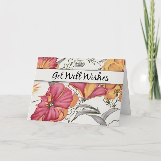 Get Well Wishes Flowers Card (Front)