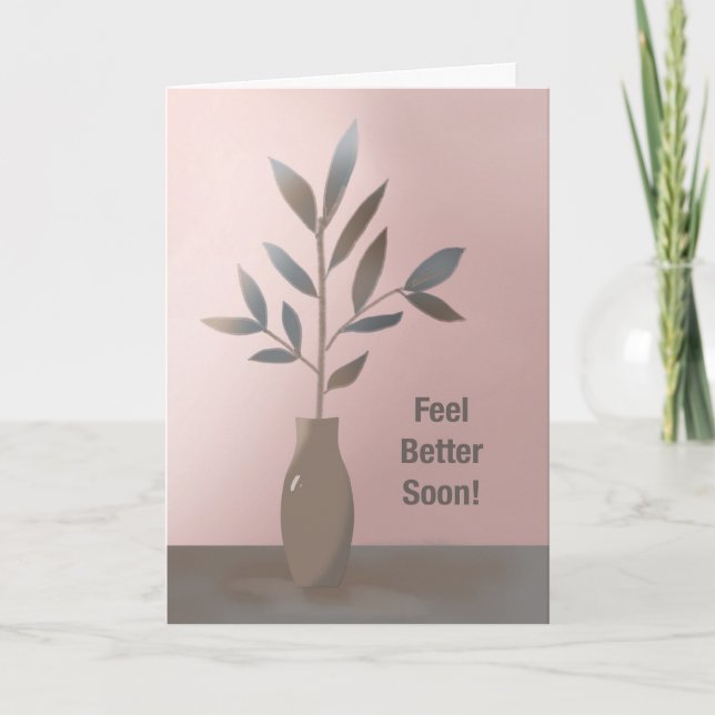 Get Well with Minimalist Vase of Branches Card (Front)