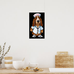 Get Wellhowl basset hound in nurse outfit Poster