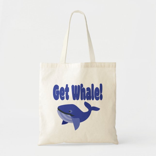 Get Whale, Get Well Funny Pun Tote Bag (Front)