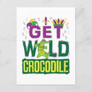 Get Wild Crocodile Mardi Gras Alligator Postcard