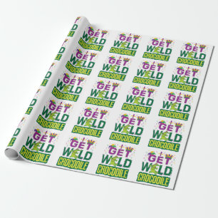 Get Wild Crocodile Mardi Gras Alligator Wrapping Paper