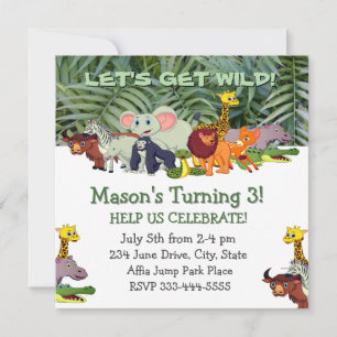 Get Wild! Custom Child Jungle Birthday Invitation