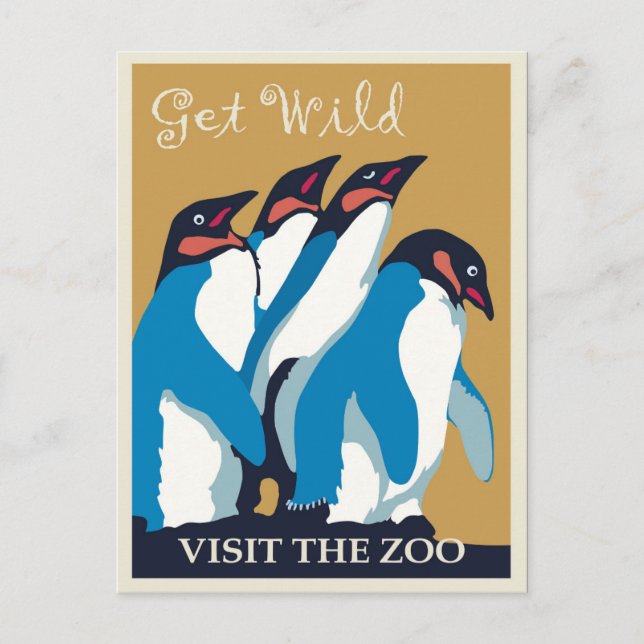 Get Wild, Penguins Postcard (Front)