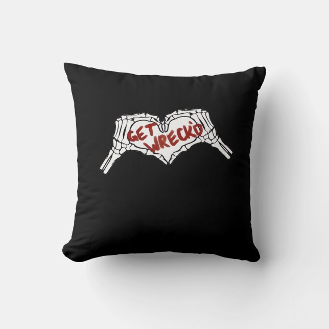 Get Wrecked Skeleton Hand Heart Classic Cushion (Front)