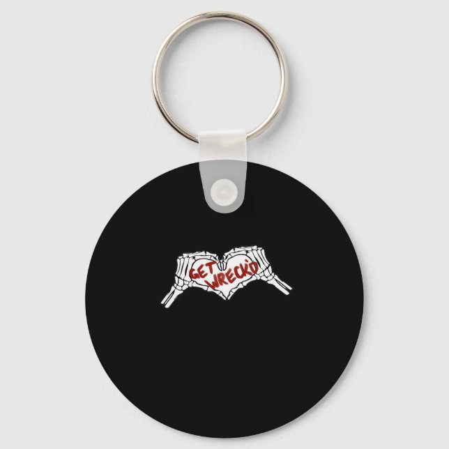 Get Wrecked Skeleton Hand Heart Classic Key Ring (Front)