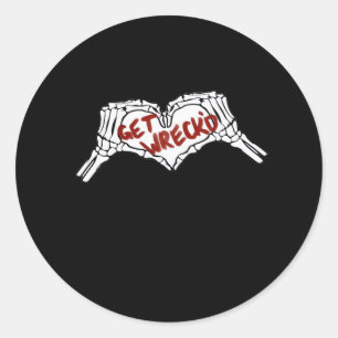 Get Wrecked Skeleton Hand Heart Classic Round Sticker