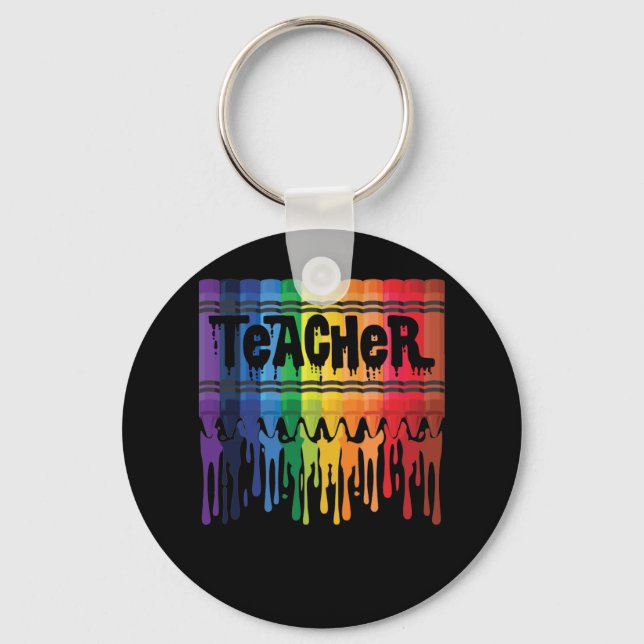Get You Crayon Rainbow Teacher Key Ring (Front)
