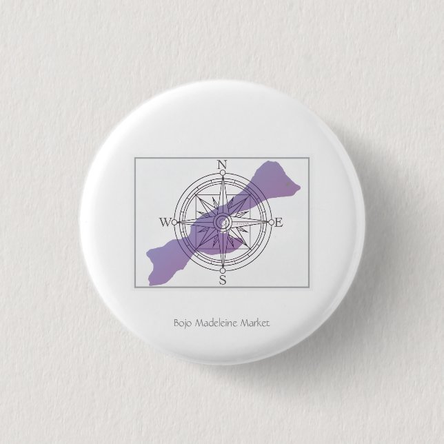 Get Your Bearings Island Compass Small Button Pin (Front)