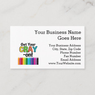 Get your Cray On Rainbow Crazy Crayon Art Teacher Business Card