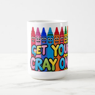 Get Your Crayon On! Happy Cartoon Crayons Art  Coffee Mug