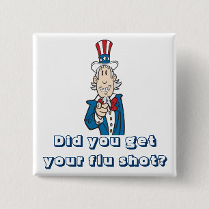 Get your flu shot? 15 cm square badge