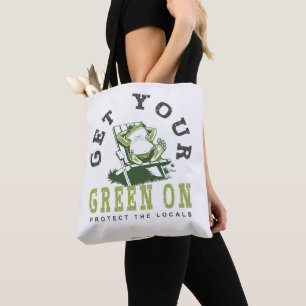 Get Your Green On Fun Frog Eco-Friendly Quote  Tote Bag