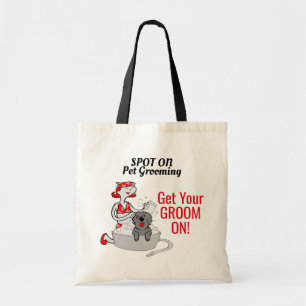 Get Your Groom On Pet Grooming Red and Black Tote Bag