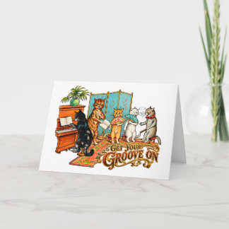 Get Your Groove On Vintage Musical Cats Card