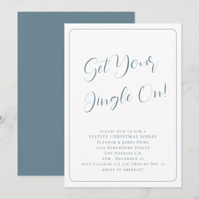 Get Your Jingle On Winter Blue Christmas Party Invitation (Front/Back)