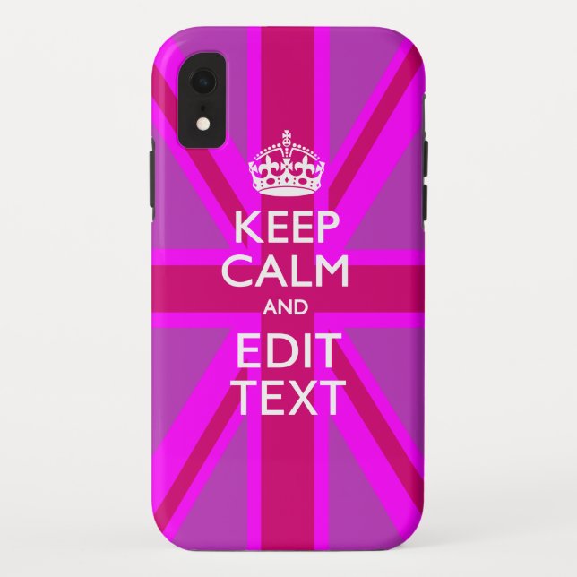 Get Your Keep Calm Text on Fuchsia Union Jack Case-Mate iPhone Case (Back)