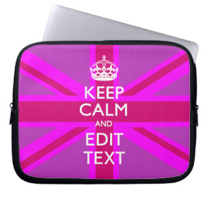 Get Your Keep Calm Text on Fuchsia Union Jack Laptop Sleeve