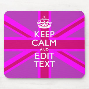 Get Your Keep Calm Text on Fuchsia Union Jack Mouse Mat