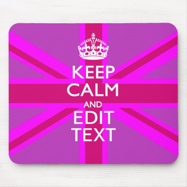 Get Your Keep Calm Text on Fuchsia Union Jack Mouse Mat (Front)