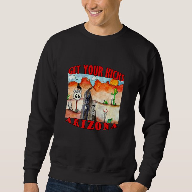 Get Your Kicks Arizona Route 66 Donkeys Sweatshirt (Front)