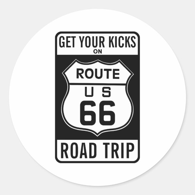 Get Your Kicks On Route 66 Classic Round Sticker (Front)