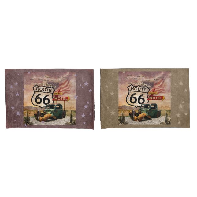 Get your Kicks on Route 66 reversible Pillowcase (Front-Set)
