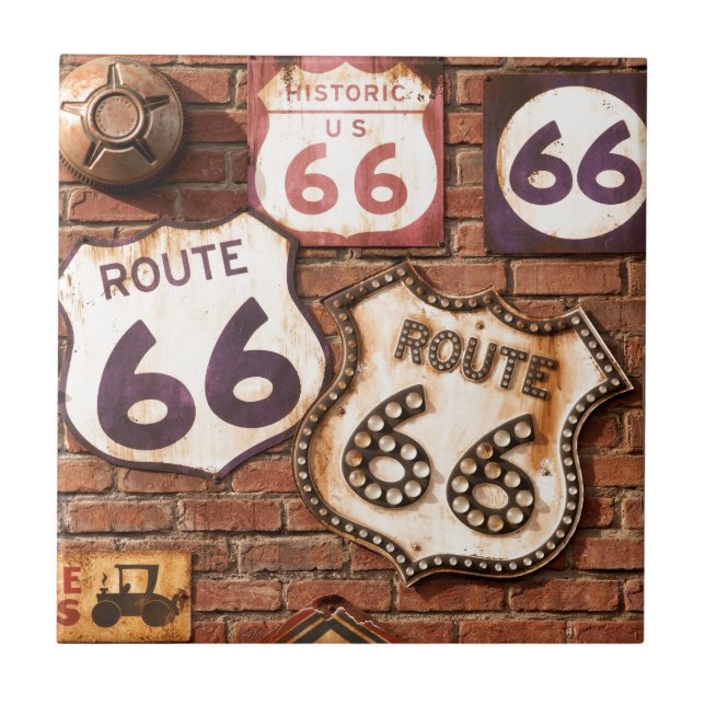 Get Your Kicks On Route 66 Tile (Front)
