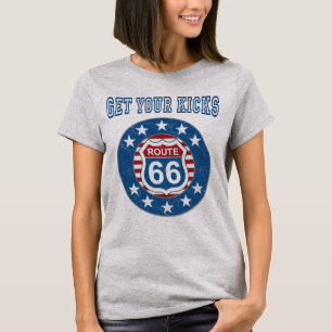 Get Your Kicks Route 66 - Distressed Retro T-Shirt