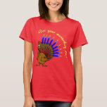 Get Your Menurkey On Thanksgivukkah Shirt<br><div class="desc">Celebrate Thanksgivukkah 2013 with this classic menurkey t-shirt! Featuring the words, "Get your menurkey on!", and a funny cartoon turkey with a menorah for a tail. A Hanukkah Thanksgiving will not occur for another 77, 000 years! So grab this great keepsake for this once-in-a-lifetime-celebration. *Makes a great gift for Hanukkah...</div>