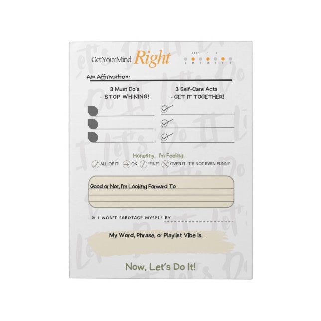 Get Your Mind RIGHT – 5-Minute Journal Notepad (Rotated)