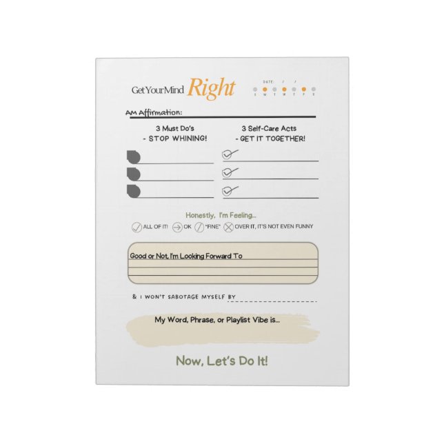 Get Your Mind RIGHT – 5-Minute Journal Notepad (Rotated)