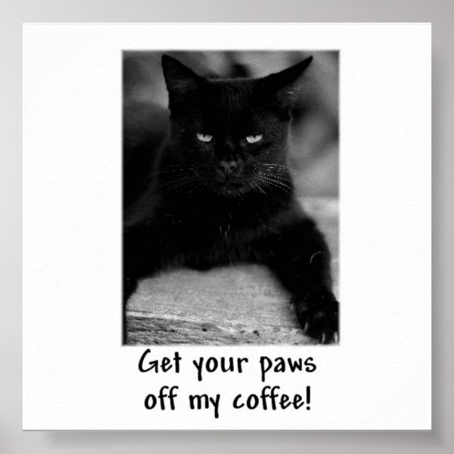 Get Your Paws Off My Coffee! Funny Cat Poster (Front)