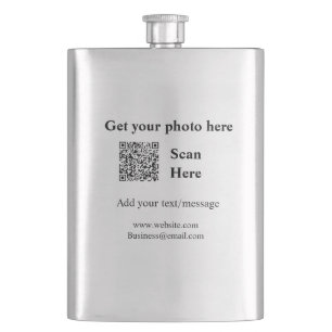 Get your photo scan QR add website email address d Hip Flask