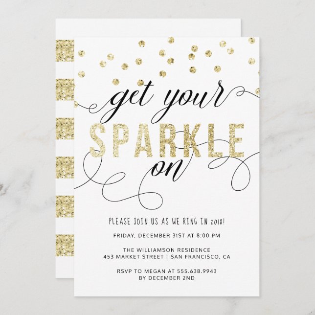 Get Your Sparkle On New Year Party Invitation (Front/Back)