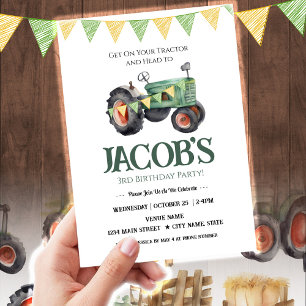 Get Your Tractor 3rd Birthday Invitation