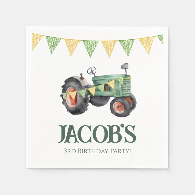 Get Your Tractor 3rd Birthday  Napkin (Front)