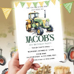 Get Your Tractor 4th Birthday Boy Invitation<br><div class="desc">Fun boys themed tractor farming birthday invitations. Available as a digital download printable evite.
Great for any season. Let's build something fun for your little guy on his birthday! Green and yellow watercolor farm tractor graphic. Editable,  customise,  custom,  personalised birthday party invite for kids,  children,  toddler parties.</div>