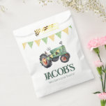 Get Your Tractor Boys Birthday  Favour Bags<br><div class="desc">Fun boys themed tractor farming birthday invitations. 
Great for any season. Let's build something fun for your little guy on his birthday! Green and yellow watercolor farm tractor design. Custom,  personalised,  editable  any age,  just change the text</div>