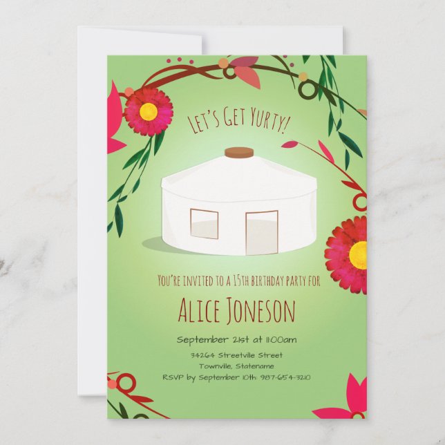 Get Yurty Birthday Invitation (Front)
