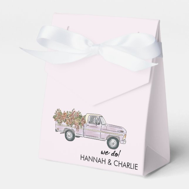 Getaway pick up truck  watercolor Wedding  Favour Box (Front Side)