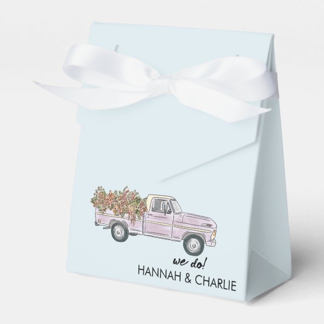 Getaway pick up truck  watercolor Wedding  Favour Box (Front Side)