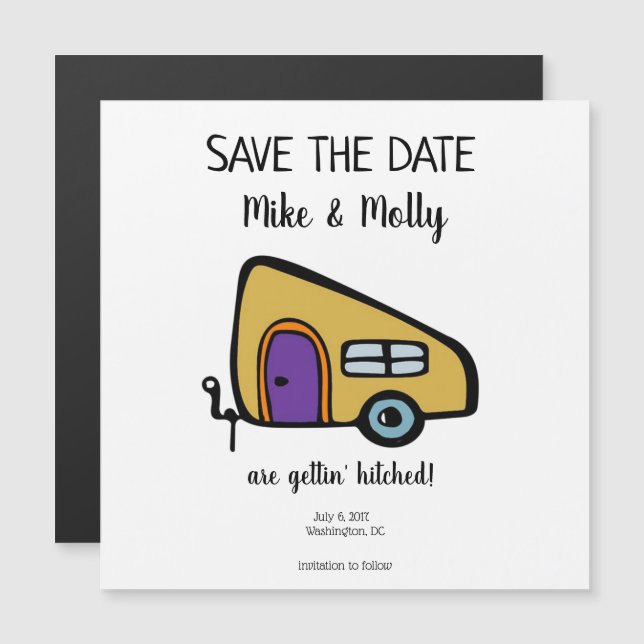 Gettin' Hitched Save the Date Magnetic Invitation (Front/Back)