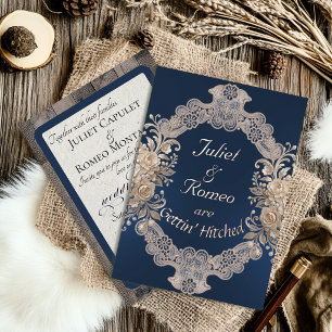 Gettin' Hitched Wood & Lace - Blue