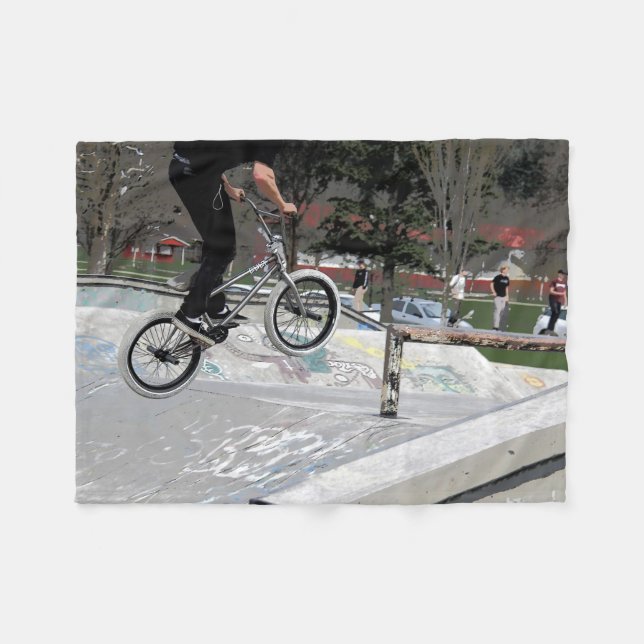 "Getting Air" BMX Rider Fleece Blanket (Front (Horizontal))